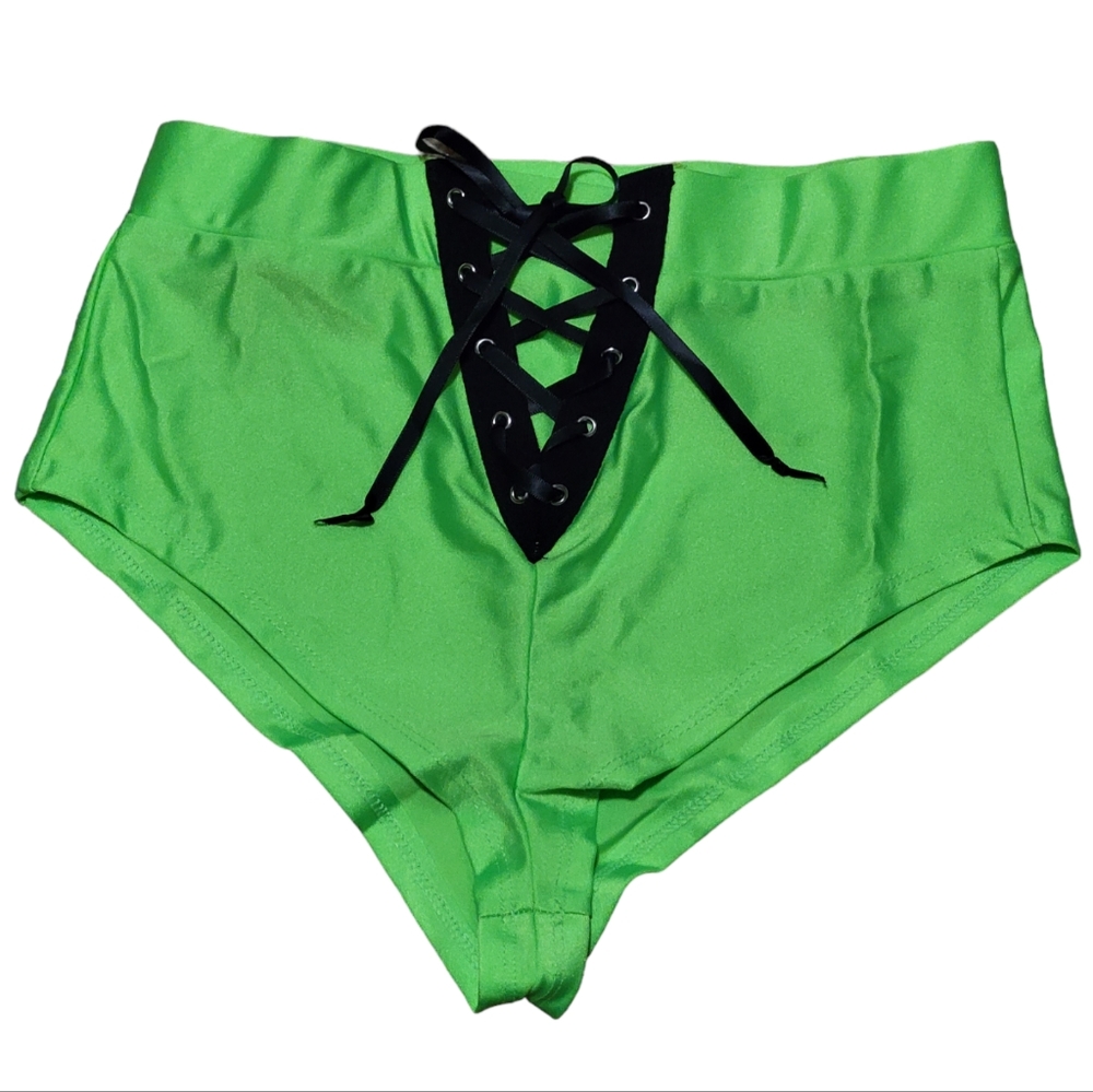 Dolls Kill Neon Queen Lace-Up Shorts NEW S